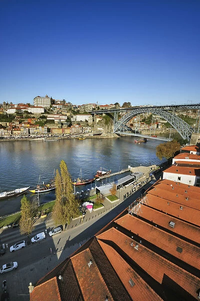 Aerial view of Oporto, capital of the Port wine, and the Ribeira district, UNESCO