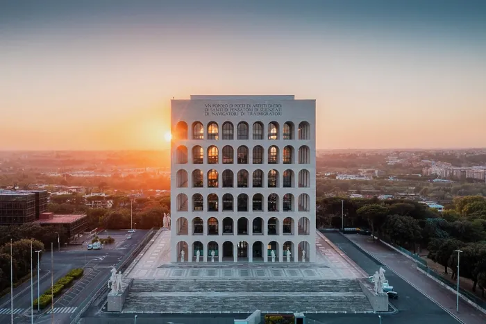 Framed Print : Aerial view of the Palace of Italian Civilisation (also known as the Square Colosseum) at sunset. Rome, Lazio, Italy Framed Print : Aerial view of the Palace of Italian Civilisation (also known as the Square Colosseum) at sunset. Rome, Lazio, Italy