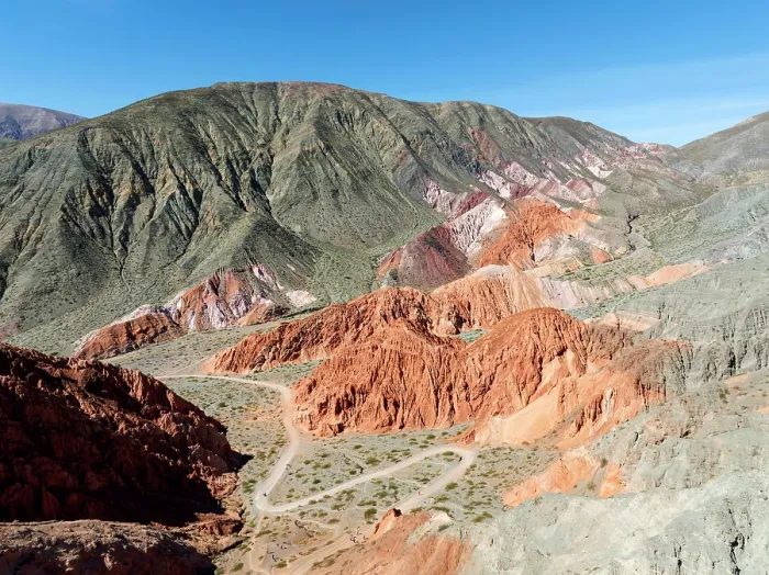 Framed Print : Aerial view of the 'Paseo de los Colorados', Quebrada de Humahuaca, Purmamarca, Jujuy, Argentina Framed Print : Aerial view of the 'Paseo de los Colorados', Quebrada de Humahuaca, Purmamarca, Jujuy, Argentina