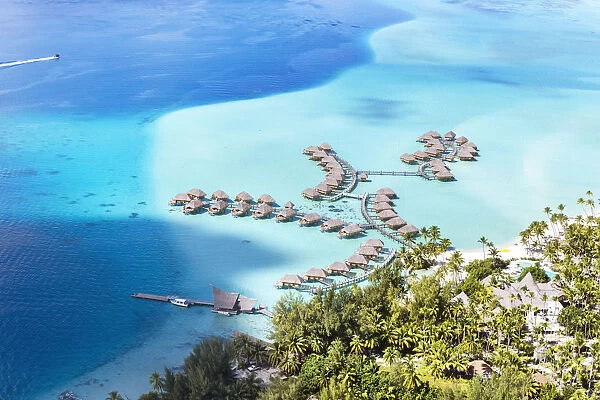Aerial view of Pearl beach resort, Bora Bora island, French Polynesia