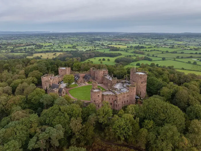 Framed Print : Aerial view of Peckforton Castle near Beeston in Cheshire, England. Autumn (October) 2023 Framed Print : Aerial view of Peckforton Castle near Beeston in Cheshire, England. Autumn (October) 2023
