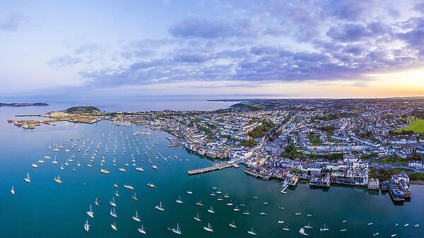 Aerial view over the Penryn river and Falmouth, Cornwall, England