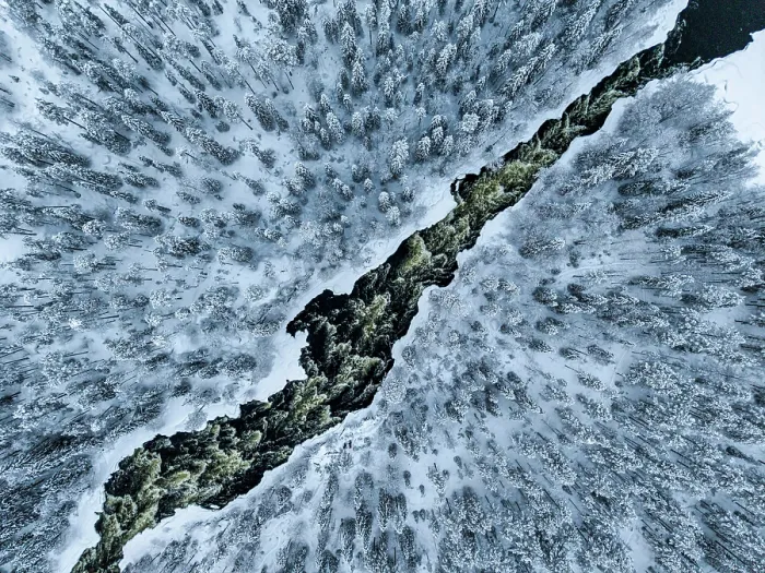Framed Print : Aerial View over Pine Forest in Winter, Oulanka National Park, Kuusamo, Finland Framed Print : Aerial View over Pine Forest in Winter, Oulanka National Park, Kuusamo, Finland