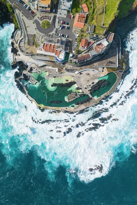 Framed Print : Aerial view of Porto Moniz, Madeira, Portugal Framed Print : Aerial view of Porto Moniz, Madeira, Portugal