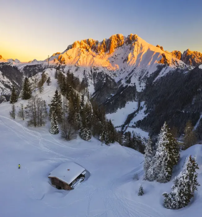 Framed Print : Aerial view of Presolana mountain at sunrise during winter from Monte Scanapa