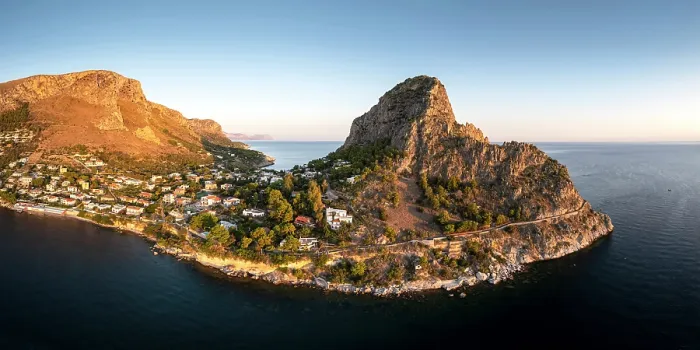 Framed Print : Aerial view of Promontorio Di Capo Zafferano, Sicily, Italy