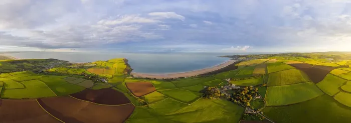 Framed Print : Aerial view over Putsborough beach towards Woolacombe, Morte Bay, North Devon, England
