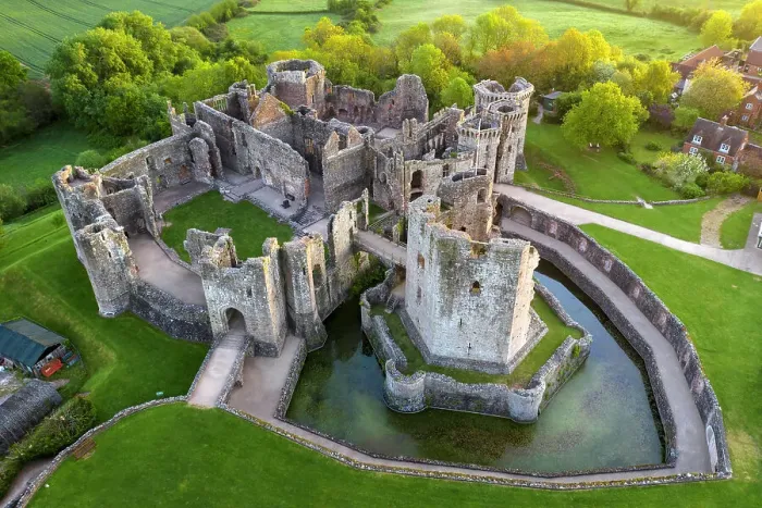 Framed Print : Aerial view of Raglan Castle in the county of Monmouthshire, Wales, UK. Spring (May) 2022 Framed Print : Aerial view of Raglan Castle in the county of Monmouthshire, Wales, UK. Spring (May) 2022