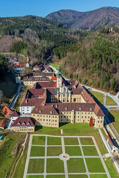 Framed Print : Aerial view of Rein Abbey, Gratwein, Styria, Austria Framed Print : Aerial view of Rein Abbey, Gratwein, Styria, Austria