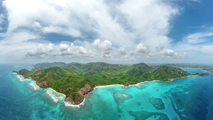 Framed Print : Aerial view of Rendezvous Beach and English Harbour, Antigua, Antigua & Barbuda, Caribbean Framed Print : Aerial view of Rendezvous Beach and English Harbour, Antigua, Antigua & Barbuda, Caribbean