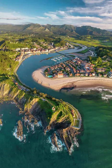 Framed Print : Aerial View over Ribadesella, Asturias, Spain