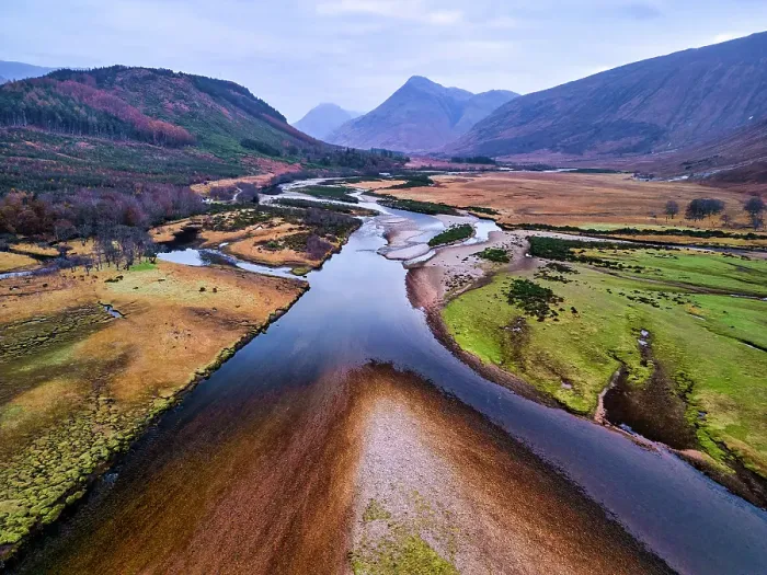 Framed Print : Aerial View of River Etive, Highland Region, Scotland Framed Print : Aerial View of River Etive, Highland Region, Scotland