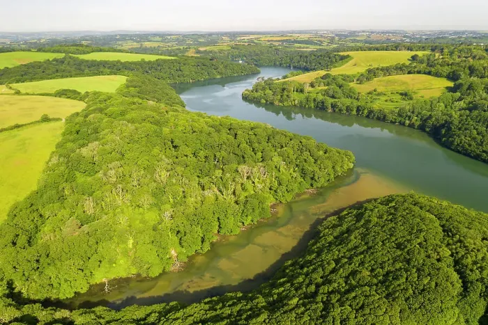 Framed Print : Aerial view of the River Fal near Philleigh in Cornwall, England. Spring (May) 2022 Framed Print : Aerial view of the River Fal near Philleigh in Cornwall, England. Spring (May) 2022