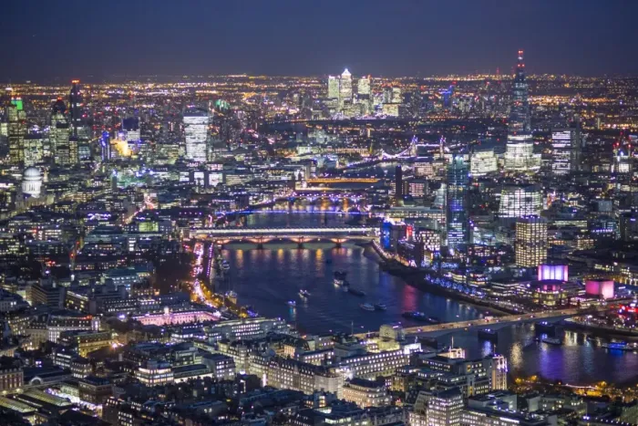 Framed Print : Aerial view over River Thames, City of London, The Shard and Canary Wharf, London Framed Print : Aerial view over River Thames, City of London, The Shard and Canary Wharf, London