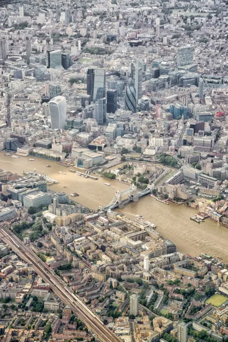 Framed Print : Aerial view over River Thames, London, England, UK