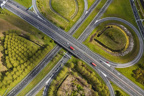 Aerial view of road junctions, nr Amsterdam, The Netherlands