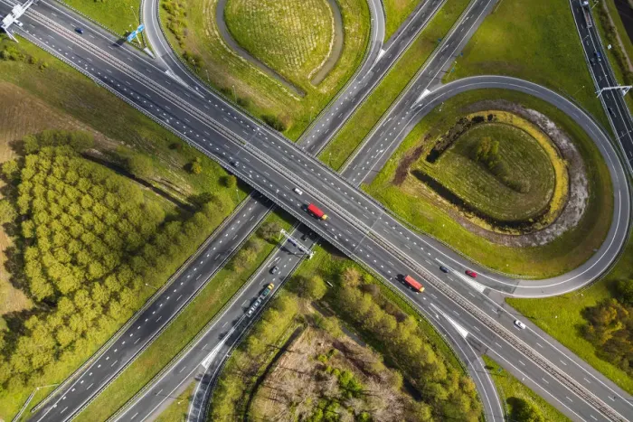 Framed Print : Aerial view of road junctions, nr Amsterdam, The Netherlands Framed Print : Aerial view of road junctions, nr Amsterdam, The Netherlands