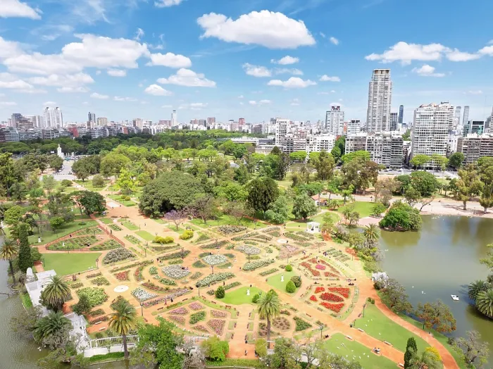 Framed Print : Aerial view of the Rosedal Garden (Rose Garden) in springtime, Parque Tres de Febrero, Palermo, Buenos Aires, Argentina