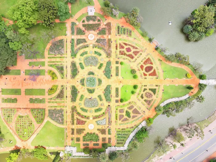 Framed Print : Aerial view of the Rosedal Garden (Rose Garden) in springtime, Parque Tres de Febrero, Palermo, Buenos Aires, Argentina