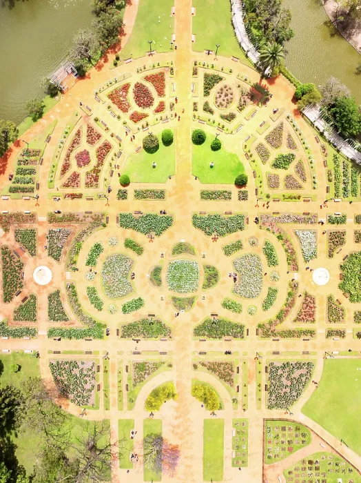 Framed Print : Aerial view of the Rosedal Garden (Rose Garden) in springtime, Parque Tres de Febrero, Palermo, Buenos Aires, Argentina