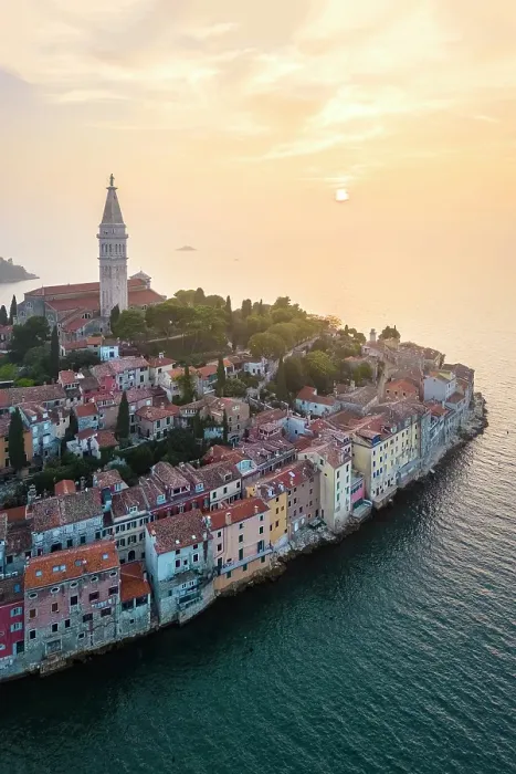 Framed Print : Aerial view of Rovinj - Rovigno at sunset. Rovinj, Istria, Adriatic coast, Croatia Framed Print : Aerial view of Rovinj - Rovigno at sunset. Rovinj, Istria, Adriatic coast, Croatia