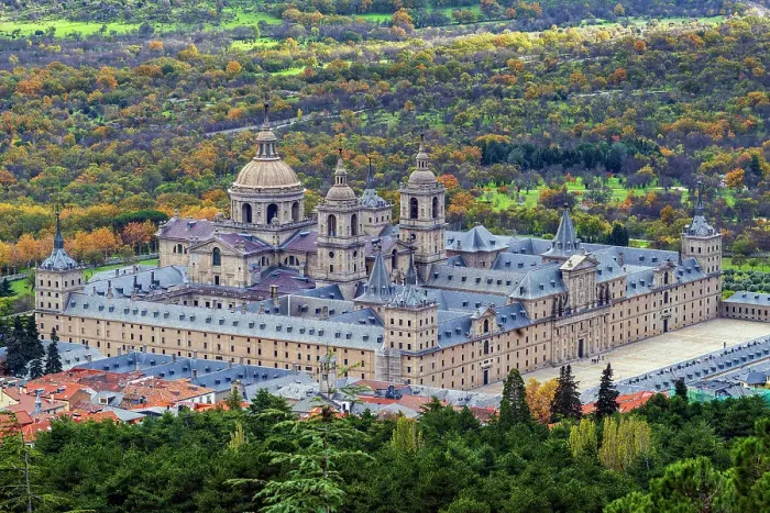 Framed Print : Aerial view of Royal Site of San Lorenzo de El Escorial (Monasterio y Sitio de El Escorial), San Lorenzo de El Escorial, Madrid, Spain Framed Print : Aerial view of Royal Site of San Lorenzo de El Escorial (Monasterio y Sitio de El Escorial), San Lorenzo de El Escorial, Madrid, Spain