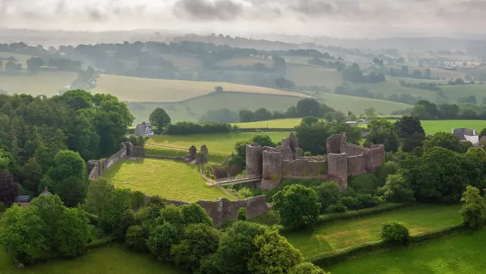 Framed Print : Aerial view of the ruins of White Castle (Llantilio Castle), one of the Three Castles in Monmouthshire, Wales. Summer (June) 2023 Framed Print : Aerial view of the ruins of White Castle (Llantilio Castle), one of the Three Castles in Monmouthshire, Wales. Summer (June) 2023
