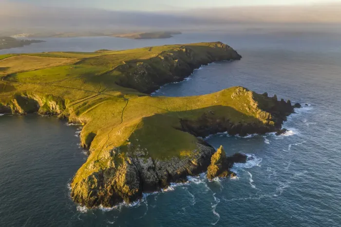 Framed Print : Aerial view of The Rumps cliffs and coastline near Pentire Point, North Cornwall, England. Autumn (September) 2021 Framed Print : Aerial view of The Rumps cliffs and coastline near Pentire Point, North Cornwall, England. Autumn (September) 2021