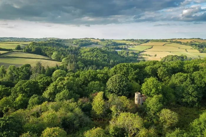 Framed Print : Aerial view of Rushford Tower, a little known 19th Century Victorian folly near Chagford in Dartmoor National Park, Devon, England. Summer (August) 2022 Framed Print : Aerial view of Rushford Tower, a little known 19th Century Victorian folly near Chagford in Dartmoor National Park, Devon, England. Summer (August) 2022