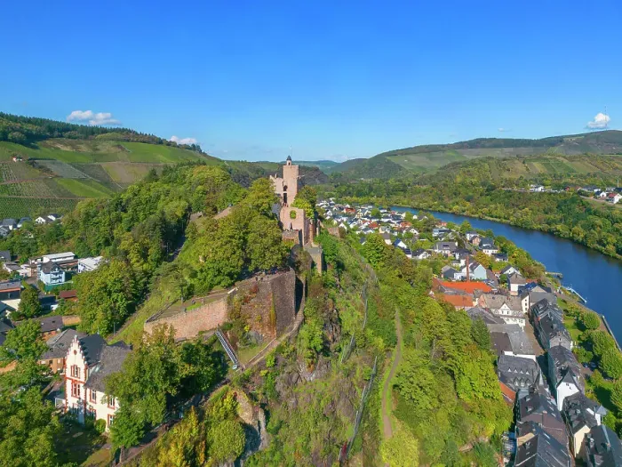 Framed Print : Aerial view at Saarburg with river Saar, Rhineland-Palatinate, Germany Framed Print : Aerial view at Saarburg with river Saar, Rhineland-Palatinate, Germany