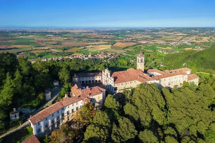Framed Print : Aerial view of the Sacro Monte of Crea, Alessandria district, Piedmont, Italy