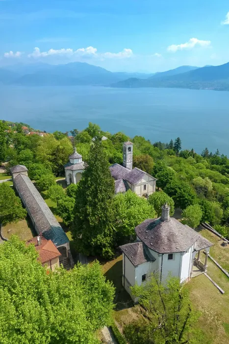 Framed Print : Aerial view of the Sacro Monte di Ghiffa on Lake Maggiore in the spring. Maggiore Lake, Province of Verbania, Piedmont, Italy Framed Print : Aerial view of the Sacro Monte di Ghiffa on Lake Maggiore in the spring. Maggiore Lake, Province of Verbania, Piedmont, Italy