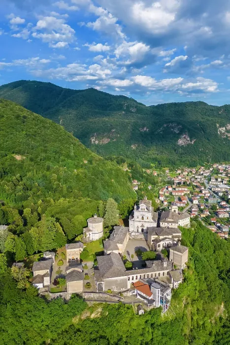 Framed Print : Aerial view of the Sacro Monte of Varallo Sesia, Vercelli district, Piedmont, Italy Framed Print : Aerial view of the Sacro Monte of Varallo Sesia, Vercelli district, Piedmont, Italy