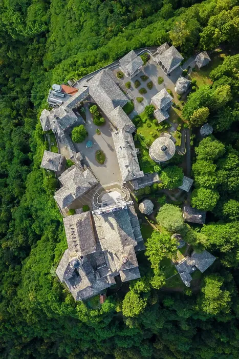 Framed Print : Aerial view of the Sacro Monte of Varallo Sesia, Vercelli district, Piedmont, Italy