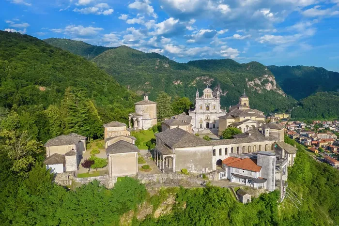 Framed Print : Aerial view of the Sacro Monte of Varallo Sesia, Vercelli district, Piedmont, Italy Framed Print : Aerial view of the Sacro Monte of Varallo Sesia, Vercelli district, Piedmont, Italy
