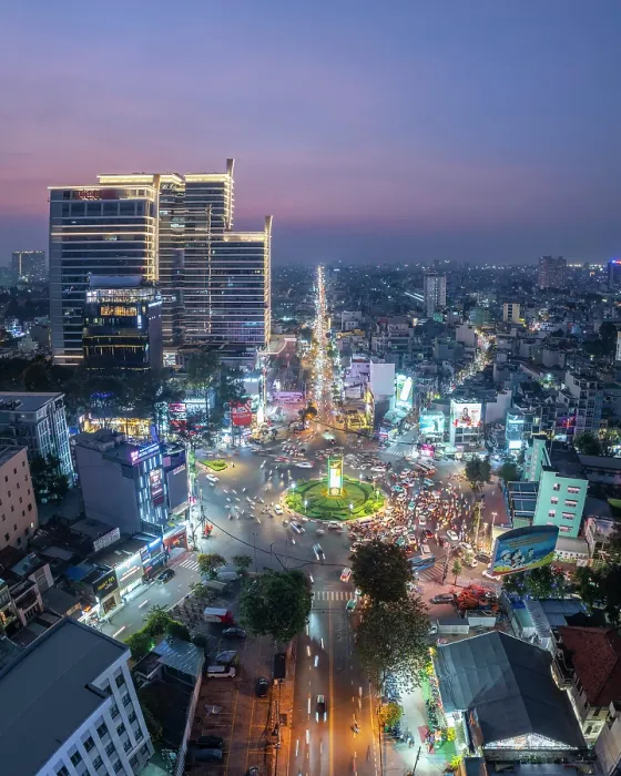 Framed Print : Aerial view of Saigon at dusk, Ho Chi Minh City, Vietnam Framed Print : Aerial view of Saigon at dusk, Ho Chi Minh City, Vietnam