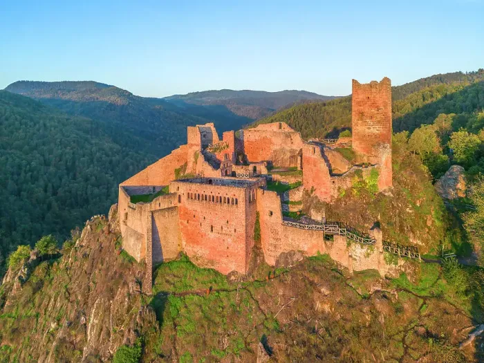 Framed Print : Aerial view at Saint Ulrich Castle, Ribeauville, Haut-Rhin, Alsace, Alsace-Champagne-Ardenne-Lorraine, Grand Est, France Framed Print : Aerial view at Saint Ulrich Castle, Ribeauville, Haut-Rhin, Alsace, Alsace-Champagne-Ardenne-Lorraine, Grand Est, France