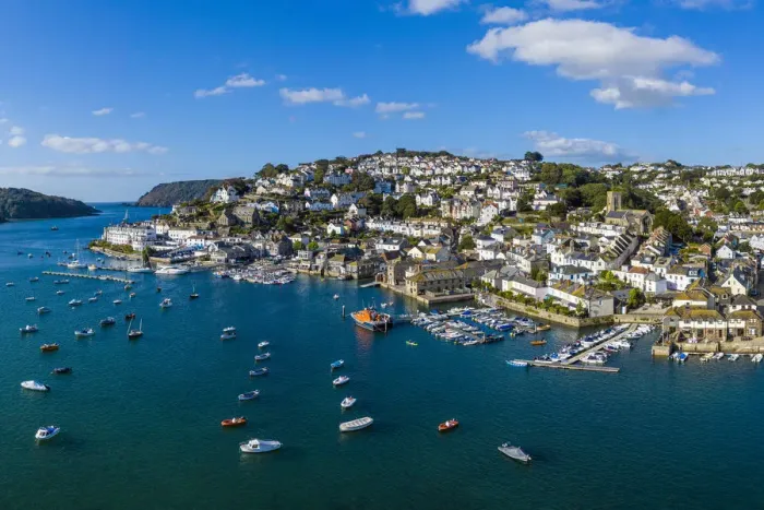 Framed Print : Aerial view of Salcombe on the Kingsbridge Estuary, Devon, England Framed Print : Aerial view of Salcombe on the Kingsbridge Estuary, Devon, England