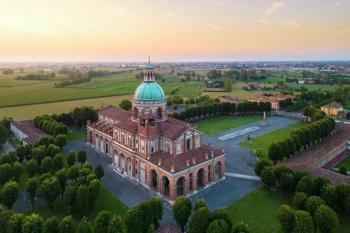 Framed Print : Aerial view of the Santuario di Santa Maria del Fonte presso Caravaggio at sunset. Caravaggio, Bergamo district, Lombardy, Italy, Europe Framed Print : Aerial view of the Santuario di Santa Maria del Fonte presso Caravaggio at sunset. Caravaggio, Bergamo district, Lombardy, Italy, Europe