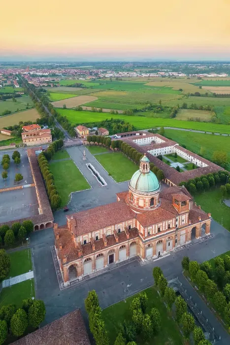 Framed Print : Aerial view of the Santuario di Santa Maria del Fonte presso Caravaggio at sunset. Caravaggio, Bergamo district, Lombardy, Italy, Europe Framed Print : Aerial view of the Santuario di Santa Maria del Fonte presso Caravaggio at sunset. Caravaggio, Bergamo district, Lombardy, Italy, Europe