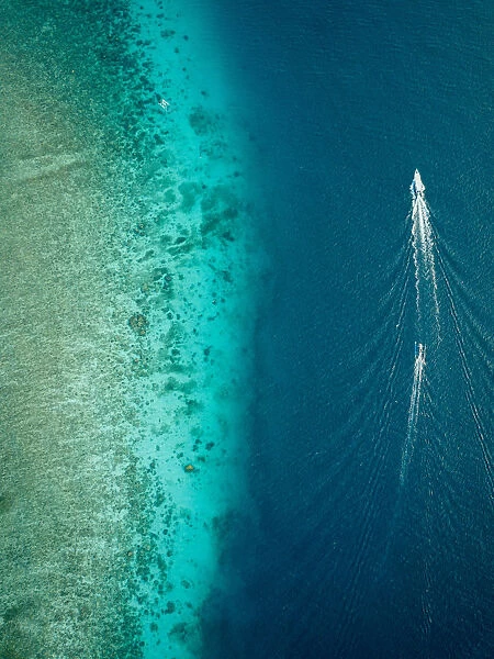 Aerial view of Sea, Gili Air, Gili Islands, Lombok Region, Indonesia