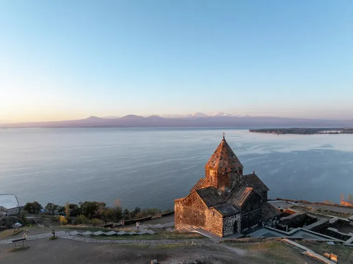 Framed Print : An aerial view of Sevanavank church on Lake Sevan, Armenia Framed Print : An aerial view of Sevanavank church on Lake Sevan, Armenia