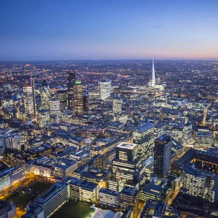 Framed Print : Aerial view of The Shard and City of London, London, England Framed Print : Aerial view of The Shard and City of London, London, England