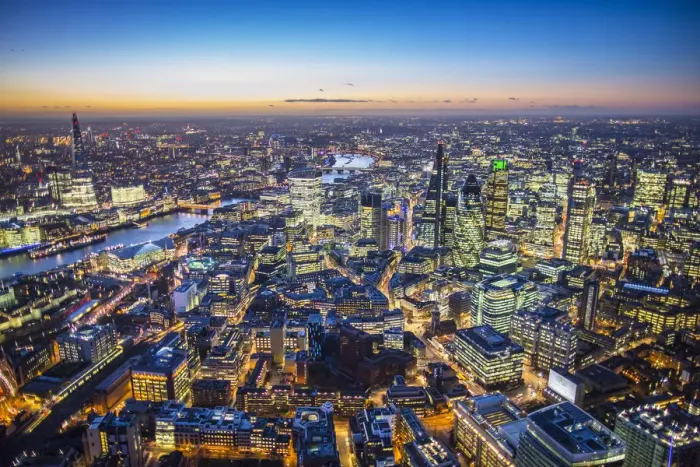 Framed Print : Aerial view of The Shard and City of London, London, England Framed Print : Aerial view of The Shard and City of London, London, England