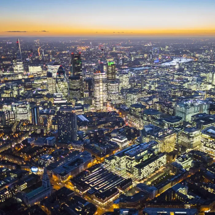 Framed Print : Aerial view of The Shard and City of London, London, England Framed Print : Aerial view of The Shard and City of London, London, England