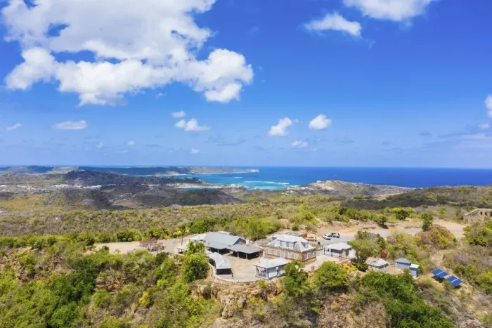 Framed Print : Aerial view of the Shirley Heights belvedere on hilltop, Antigua, Antigua and Barbuda Framed Print : Aerial view of the Shirley Heights belvedere on hilltop, Antigua, Antigua and Barbuda