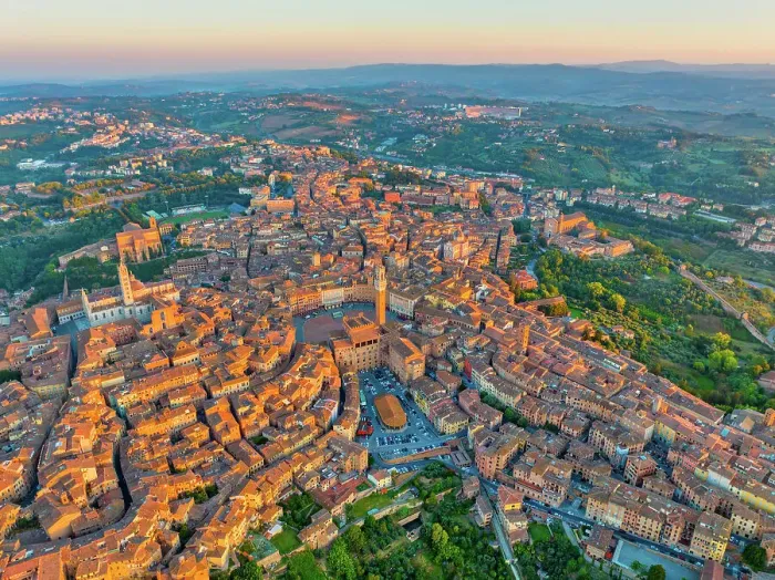Framed Print : Aerial view of Siena cityscape at the early morning, Siena, Tuscany, Italy
