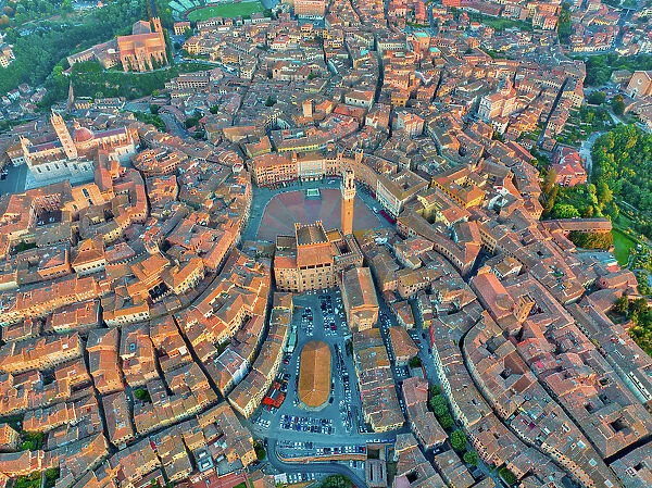 Aerial view of Siena cityscape in Siena, Tuscany, Italy