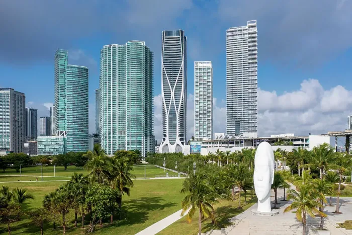 Framed Print : Aerial View of Skyline Downtown Miami, Maurice A.Ferre Park Miami City, South Florida, USA Framed Print : Aerial View of Skyline Downtown Miami, Maurice A.Ferre Park Miami City, South Florida, USA