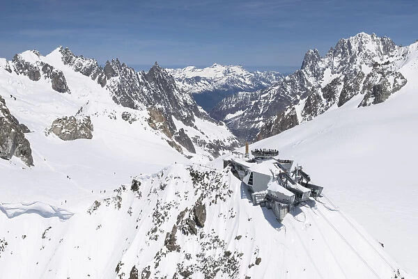 Aerial view of Skyway of Mont Blanc, Courmayeur, Aosta Valley, Italy
